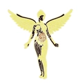 Spilla in smalto con angelo anatomico giallo ispirata alla copertina di In Utero - Design Anatomia Angelo (xz7388)