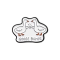 Cartoon enamel goose bumps pin with two white geese high-fiving on white background - GOOSE BUMPS Geese Design (QHXZ2385)