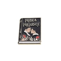 Retro Pride and Prejudice enamel pin with golden outlines and black book design - Pride And Prejudice Book Style (QHXZ1100)