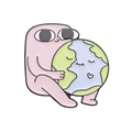Spilla in smalto con un personaggio carino che abbraccia la terra, finitura rosa - Stile Hug The Earth (xz8829)