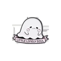 Cute ghost enamel pin with pink ribbon and Little Lonely Soul text on metal badge - Little Lonely Soul (QHXZ1274)