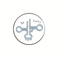 Round enamel metal brooch featuring Be Lucky text and blue tRNA bio-science symbol - Be Lucky Science Symbol Circle Style (xz4327)