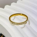 Elegant gold stainless steel double layer ring with shimmering full stone setting - Size 7 / Clay-set Rhinestone Slim Style (38-D-1) / Gold