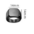 Vista macro de la cara cuadrada de 14mm y el acabado cepillado de este anillo negro - Talla 6 / Estilo de Sello Cuadrado Cepillado (13-C-4) / 14x14mm / Negro