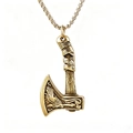 Collier avec pendentif double hache viking en bronze et détails d'aigle gravés - Pendentif En Or (chaîne Non Incluse) A0714