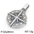 Vintage stainless steel compass pendant for men, weight 13g and size 32x28mm - Pendant Only (Without Chain) (KP117714-LU) / Silver