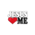 Religious Jesus Loves Me enamel brooch pin with white letters and red heart - Jesus Me Style (qhxz2159)