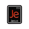 Enamel Jesus brooch pin with black base, red Je logo and 777 numeric detail - Jesus 777 Style (QHXZ2220)