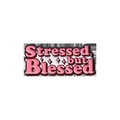 Pink Stressed but Blessed enamel lapel pin badge with artistic lettering and star accents - Stressed But Blessed Lettering Style (QHXZ2402)