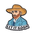 Épingle émaillée dessin animé Van Gogh avec barbe rousse et bannière Let It Gogh - Style Chapeau de Paille Jaune (XZ9927)