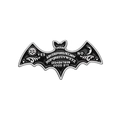 Retro bat enamel pin with black and white Ouija board design featuring mystical symbols - Bat Shape (Black Silver) (xz9609)