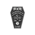 Spilla in smalto gotico a forma di bara con motivo Ouija e teschio alato in nero e argento - Forma di Bara (Nero Argento) (xz9610)