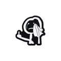Épingle en émail drôle bonhomme bâton avec sweat à capuche noir et doigt d'honneur - Style Pleurant avec Cape (QHXZ1999)