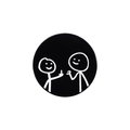 Insigne émaillé rond noir et blanc avec bonhomme allumette faisant un doigt d'honneur - Style Paire Interactive (QHXZ2002)