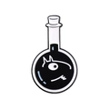 Cute black and white cartoon pig enamel pin in a laboratory potion flask bottle - Cartoon Pig Face Style (qhxz2797)