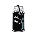 Cute black enamel pin badge with a cartoon cat bottle design for bag decoration - Cat Tail Style (qhxz2799)
