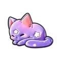 Cute purple and pink gradient cartoon cat pin with white stars in sleeping pose - Purple Pink Gradient Star Cat Style (UVXZ197)
