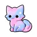Cute pink and blue gradient enamel cat pin with white stars and black metal outline - Tie Dye Style Star Cat Style (UVXZ200)