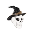 Halloween Emaille-Anstecker mit Skelett im Zauberhut und Stern für Kostüme - Zauberer Hut Skelett Stil (XZ5968)
