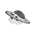 Broche en émail créative avec motif de crâne planétaire et cerveau avec anneaux - Style Crâne Planète Cerveau (XZ5976)