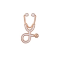 Broche stéthoscope en émail rose doré avec détails en émail blanc de style dessin animé - Stéthoscope Or Rose Blanc (XZ1499)