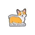 Pin de esmalte de corgi con texto Life Is Short So Are My Legs en amarillo y blanco - Estilo Juego de Palabras Corgi La Vida es Corta (QHXZ1443)