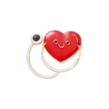Broche en émail stéthoscope cœur dessin animé avec visage rouge et détails dorés - Stéthoscope Cœur Souriant (XZ4334)