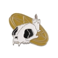 Pin's émaillé gothique avec crâne de chat, bougie et fond d'étoile dorée - Style Crâne de Chat Bougie (XZ5971)