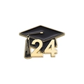 2024 graduation cap enamel pin in black and gold alloy with tassel detail - Class of 2024 Number 24 Style (QHXZ1780)