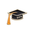 Black MPH Master of Public Health graduation cap enamel pin with orange tassel - MPH Master Of Public Health Style (QHXZ1781)