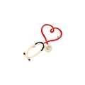 Broche stéthoscope médicale créative avec émail cœur rouge et strass brillant - Stéthoscope Cœur Strass (XZ4338)