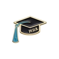 Black MHA graduation cap enamel pin with golden edges and a blue tassel detail - MHA Master Of Health Administration Style (QHXZ1783)
