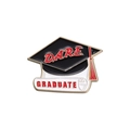 Black 2025 graduation cap and white scroll enamel pin with D.A.R.E. and Graduate text - DARE Graduate Doctor Hat Style (QHXZ1784)