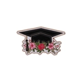 2025 graduation cap enamel brooch with vibrant red and pink floral design details - Flowers Bachelor Cap Style (qhxz3594)