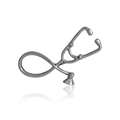 Broche stéthoscope créative en métal gris anthracite avec finition polie - Stéthoscope Gunmetal (XZ538)