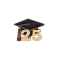 Black and gold graduation cap enamel pin with 2025 numeric charm for graduates - 2025 Number Doctor Hat Style (QHXZ3596)