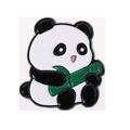 Cute enamel panda brooch pin holding green bamboo stalk for animal lovers - Panda Hugging Bamboo (QHXZ3999)