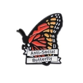 Enamel badge featuring a red butterfly design with Anti-Social Butterfly slogan - Anti-Social Butterfly Style(XZ8693)