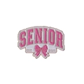 Pink and white Senior 2025 enamel pin with gold metal finish and bow detail - Senior 2025 Pink Gold Style (QHXZ3600)