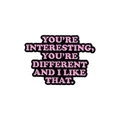 Custom black and pink enamel pin with motivational text and geometric metal outline - Personality Text (QHXZ2674)
