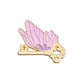 Creative butterfly wing key enamel brooch with gold finish and pink gradient aesthetic - Winged Key Style (QHXZ1192)