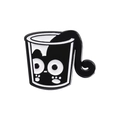 Broche en émail chat noir mignon dans une tasse blanche avec des pattes d'animaux - Chat dans le Mug (QHXZ081)