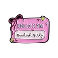 Pin's émaillé rose Bookish Girlie avec nœud et motif de fleur souriante - Style Badge Fille (QHXZ5274)