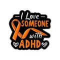 Épingle en émail pour la sensibilisation au TDAH avec ruban orange et texte décoratif - Style de ruban coeur ADHD (QHXZ5270)