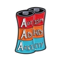 Pin's en émail forme pile avec écritures Autisme, TDAH et Anxiété badge en métal - Style de batterie Autisme ADHD Anxiété (QHXZ5271)