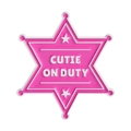 Pink hexagram sheriff star badge with white Cutie On Duty text for creative outfits - Pink Hex Star Cutie On Duty Style (QHXZ5280)