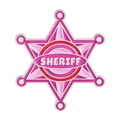 Creative pink hexagram sheriff badge enamel pin with silver metal edge and white lettering - Light Pink Hex Star Sheriff Style (QHXZ5281)