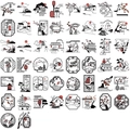 50pcs black and white vintage Chinese silhouette stickers for scrapbooking and laptops - Flower Cluster
