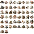 50 pieces of vintage watercolor coffee and book stickers in transparent waterproof PET material - Books and Coffee PET Sticker Pack