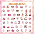 Collection détaillée de 50 autocollants roses Bookish et Saint-Valentin pour scrapbooking - Style Bookish Saint-Valentin 1 (YCK499)